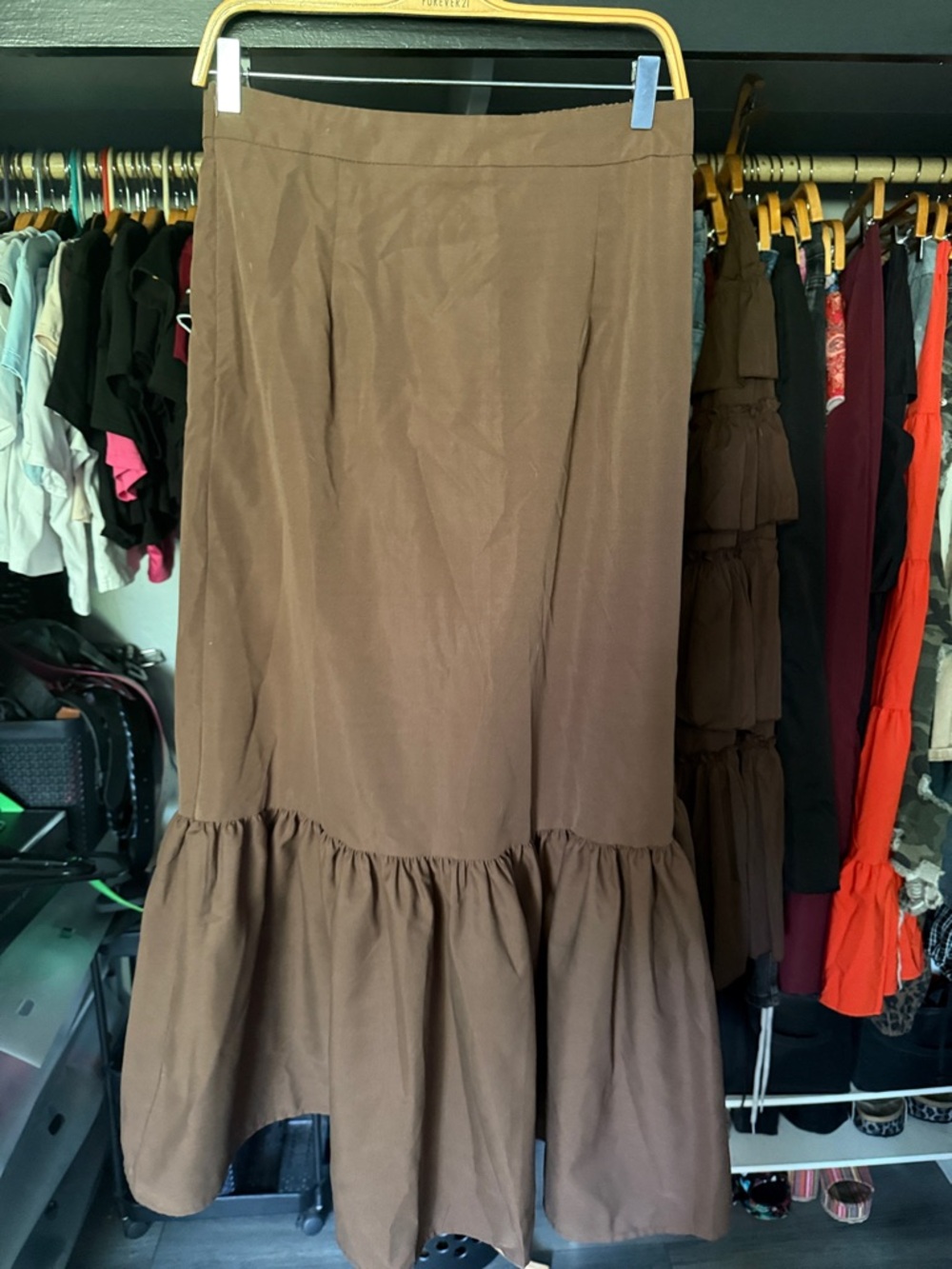 Brown Tiered Maxi Skirt - Classic Women's Skirt